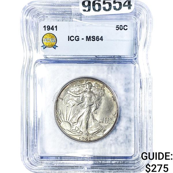 1941 Walking Liberty Half Dollar ICG MS64