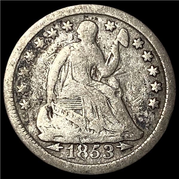 1853 Arrows Seated Liberty Half Dime LIGHTLY  CIRCULATED