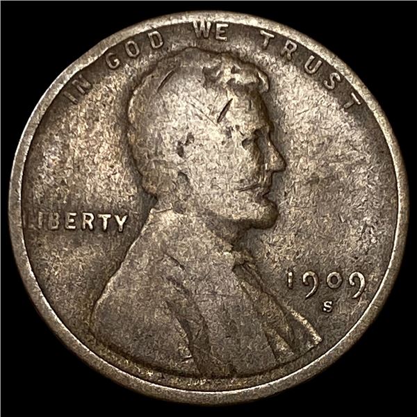 1909-S Lincoln Wheat Cent LIGHTLY CIRCULATED