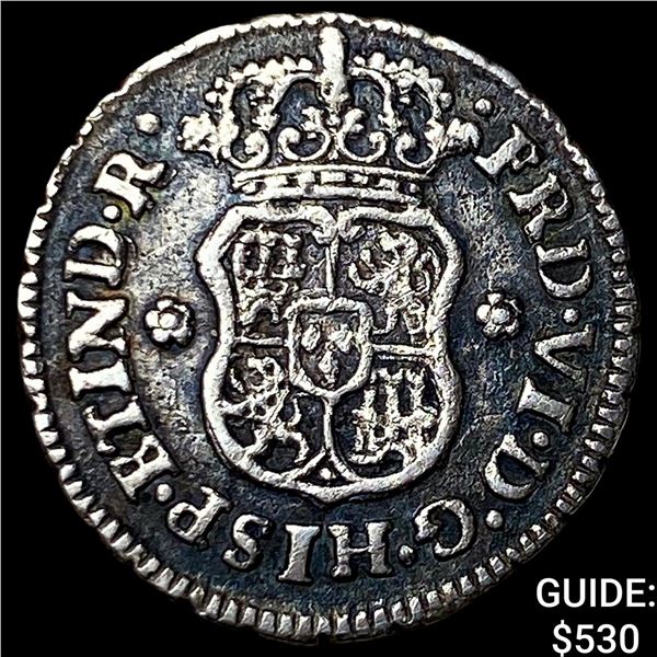 1752-Mo Mexico Ferdinand VI Silver 1/2 Real