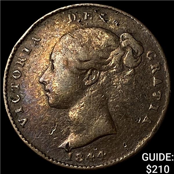 1844 Great Britain Vctoria Copper 1/3 Farthing