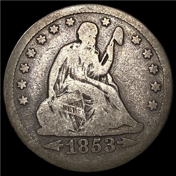1853 Arrows/Rays Seated Liberty Quarter LIGHTLY CIRCULATED