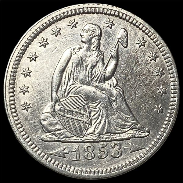 1853 Arrows/Rays Seated Liberty Silver Quarter UNCIRCULATED