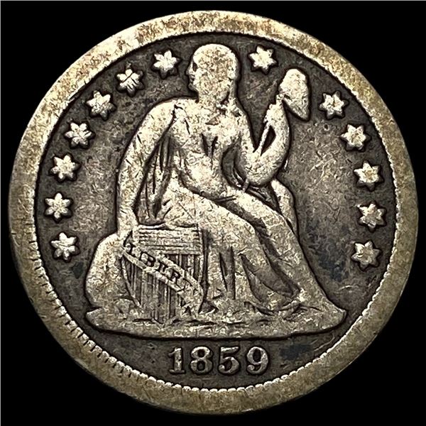 1859 Silver Seated Liberty Dime LIGHTLY  CIRCULATED