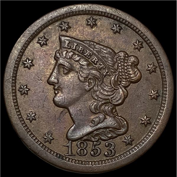1853 Braided Hair Half Cent CLOSELY  UNCIRCULATED