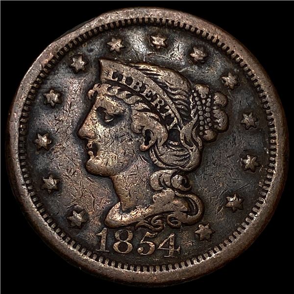 1854 Braided Hair Large Cent CLOSELY  UNCIRCULATED