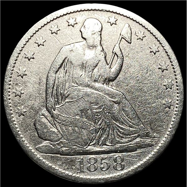 1858-O Silver Seated LibertyHalf Dollar CLOSELY UNCIRCULATED