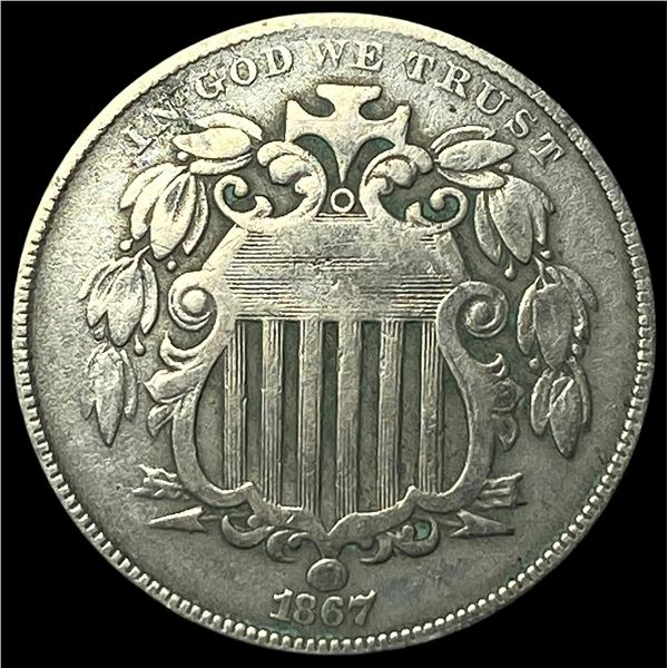 1867 RAYS Shield Nickel LIGHTLY CIRCULATED