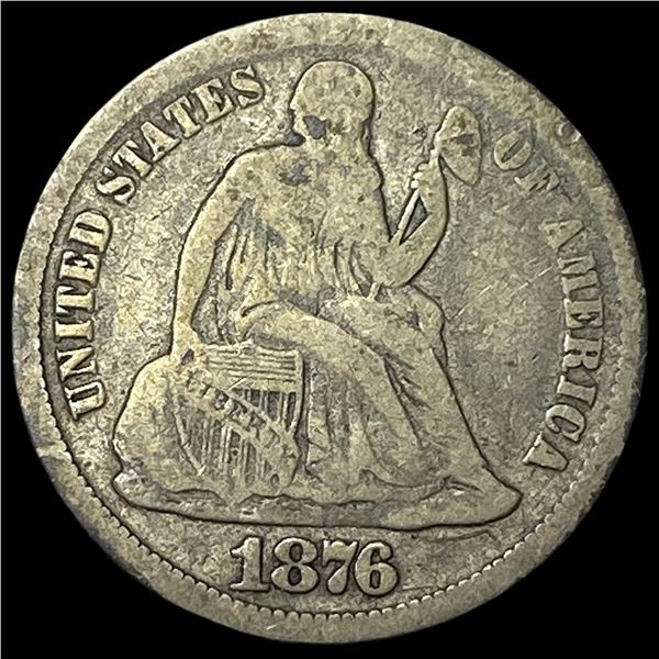 1876-CC Silver Seated Liberty Dime NEARLY  UNCIRCULATED