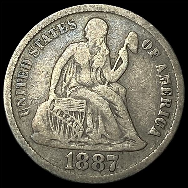1887-S Silver Seated Liberty Dime NEARLY  UNCIRCULATED