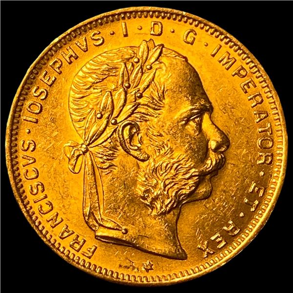 1892 Austria .1867oz Gold 8 Florin/20 Francs GEM BU