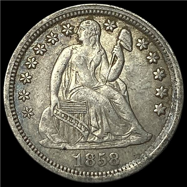 1858 Seated Liberty Dime NEARLY UNCIRCULATED