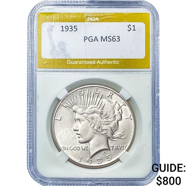 1935 Silver Peace Dollar PGA MS63