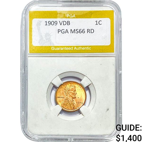 1909 VDB Wheat Cent PGA MS66 RD