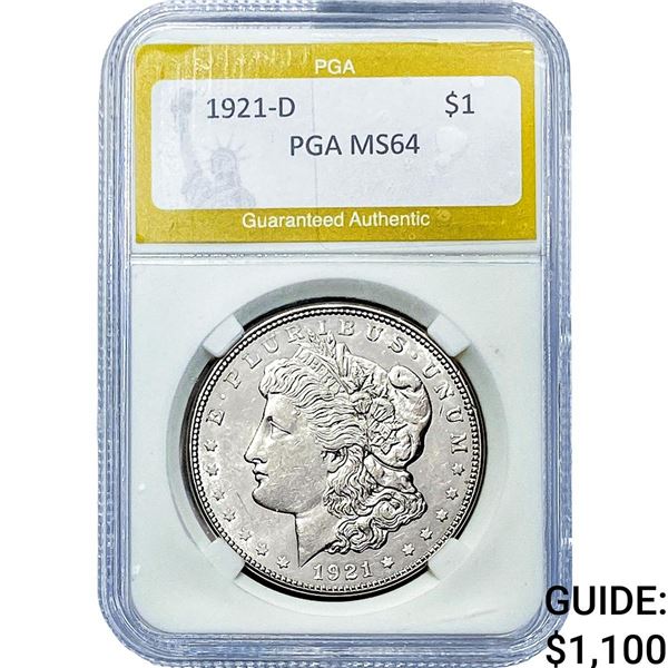 1921-D Morgan Silver Dollar PGA MS64