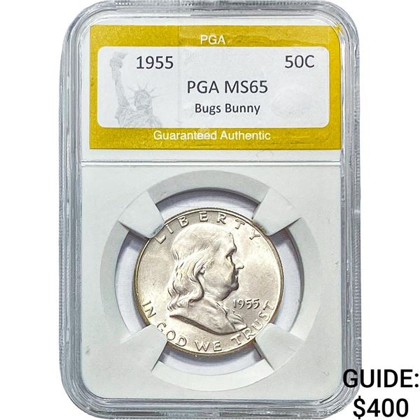 1955 Franklin Half Dollar PGA MS65 Bugs Bunny