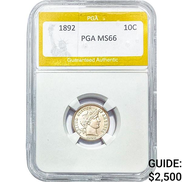 1892 Barber Dime PGA MS66