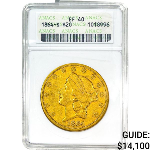 1864 $20 Gold Double Eagle ANACS EF40