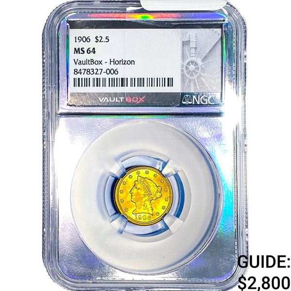 1906 $2.50 Gold Quarter Eagle NGC MS64 Vaultbox