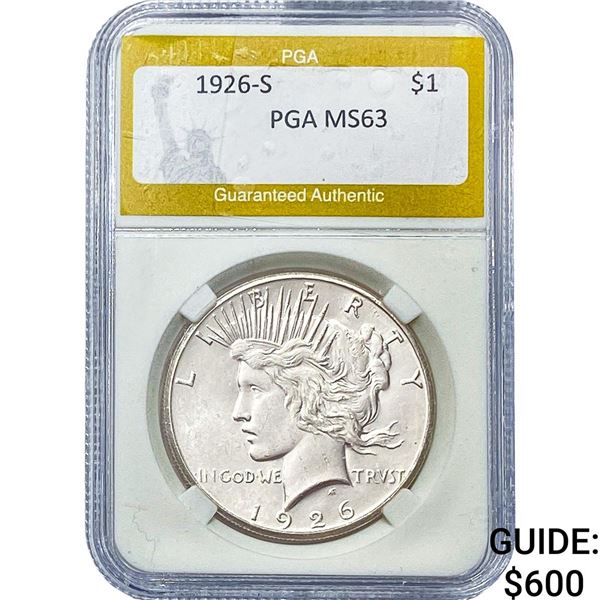1926-S Silver Peace Dollar PGA MS63