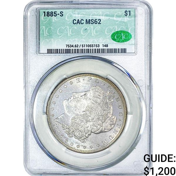 1885-S Morgan Silver Dollar CAC MS62