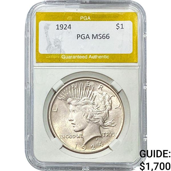 1924 Silver Peace Dollar PGA MS66