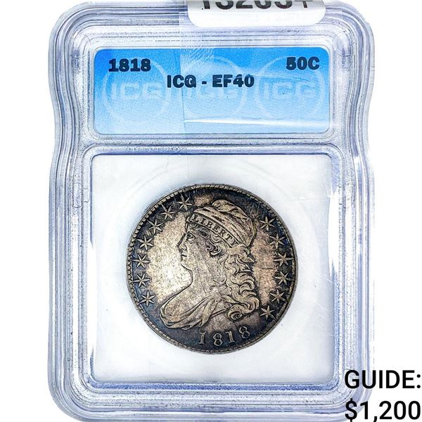 1818 Capped Bust Half Dollar ICG EF40