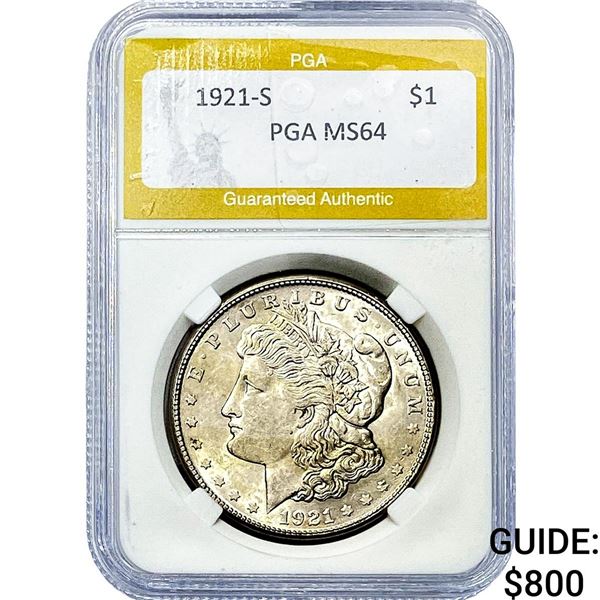 1921-S Morgan Silver Dollar PGA MS64