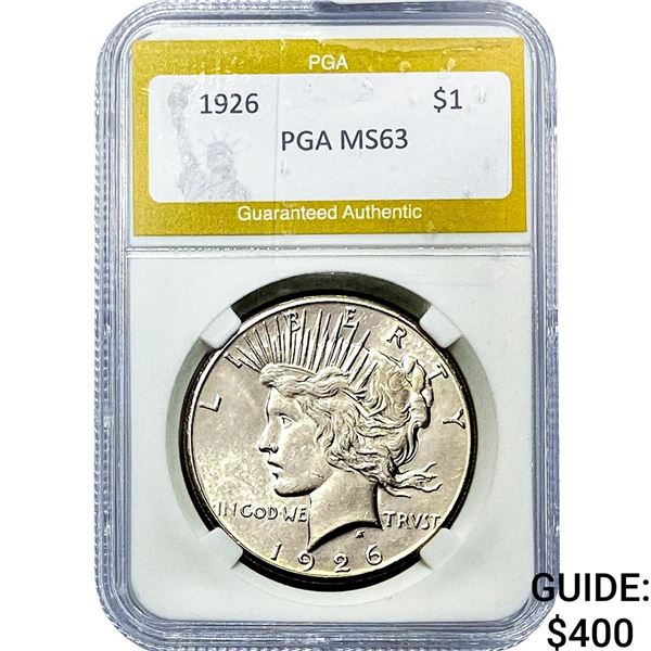 1926 Silver Peace Dollar PGA MS63