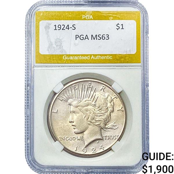 1924-S Silver Peace Dollar PGA MS63