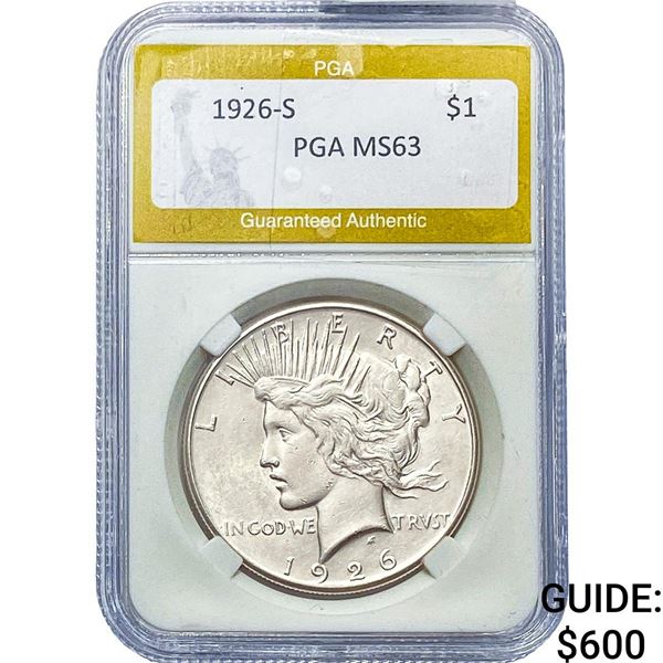 1926-S Silver Peace Dollar PGA MS63