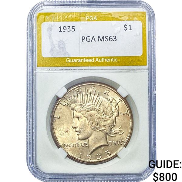1935 Silver Peace Dollar PGA MS63