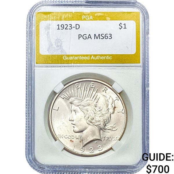 1923-D Silver Peace Dollar PGA MS63