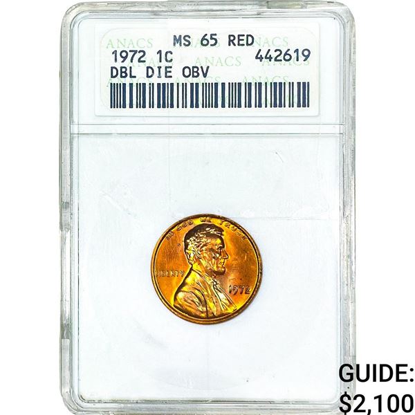 1972 Lincoln Memorial Cent ANACS MS65 Red DDO