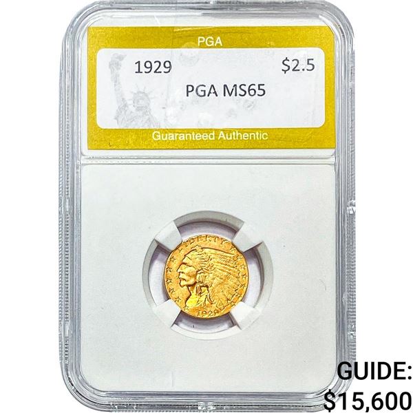 1929 $2.50 Gold Quarter Eagle PGA MS65