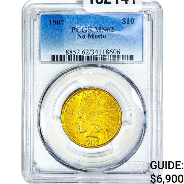 1907 $10 Gold Eagle PCGS MS62 No Motto