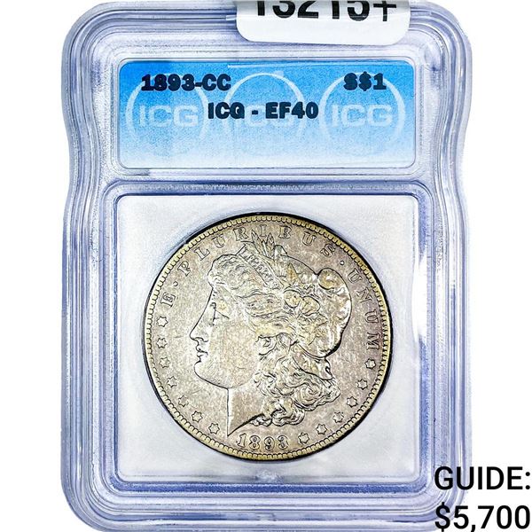 1893-CC Morgan Silver Dollar ICG EF40