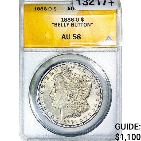 1886-O Morgan Silver Dollar AU58 "Belly Button"