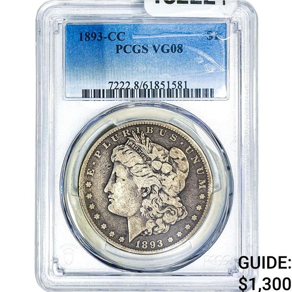 1893-CC Morgan Silver Dollar PCGS VG08