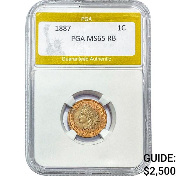 1887 Indian Head Cent PGA MS65 RB