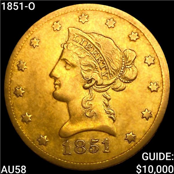 1851-O $10 Gold Eagle CHOICE AU
