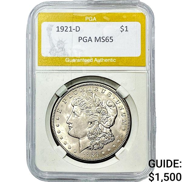 1921-D Morgan Silver Dollar PGA MS65