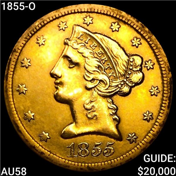 1855-O $5 Gold Half Eagle CHOICE AU
