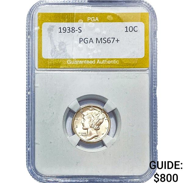 1938-S Mercury Silver Dime PGA MS67+