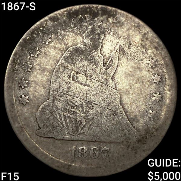 1867-S Seated Liberty Quarter NICELY CIRCULATED