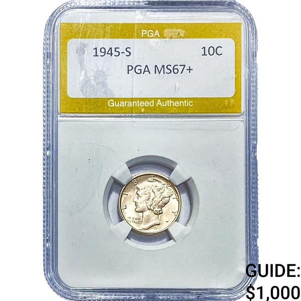 1945-S Mercury Silver Dime PGA MS67+