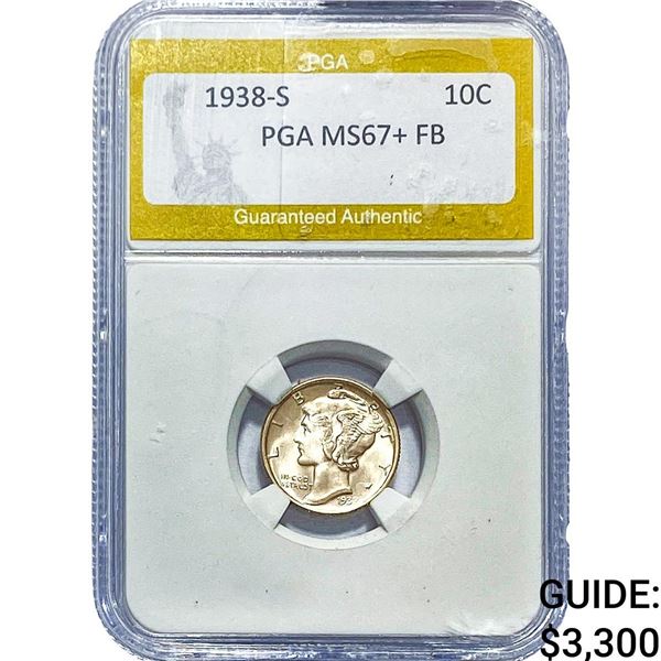 1938-S Mercury Silver Dime PGA MS67+ FB