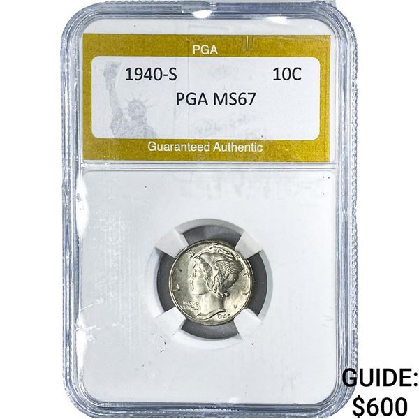 1940-S Mercury Silver Dime PGA MS67