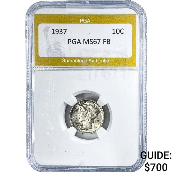 1937 Mercury Silver Dime PGA MS67 FB