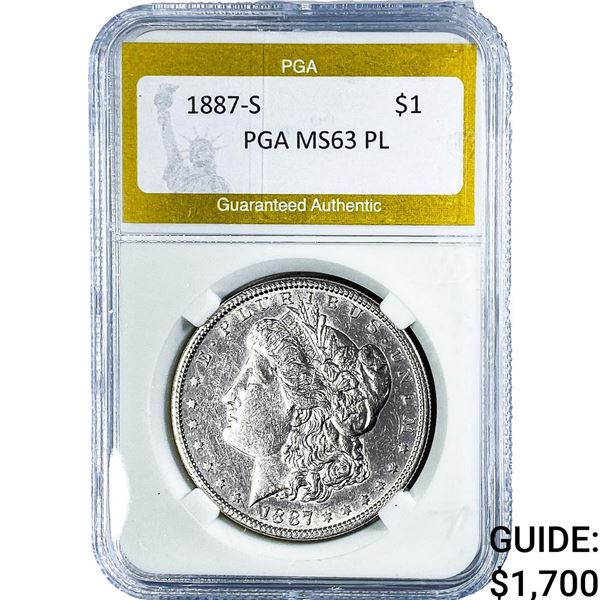 1887-S Morgan Silver Dollar PGA MS63 PL
